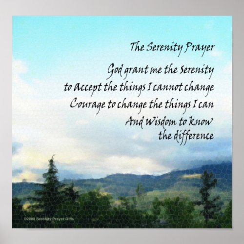 Serenity Prayer Hills and Sky Poster