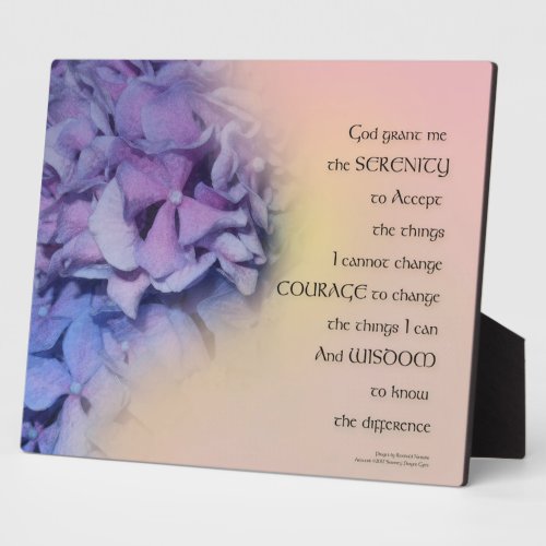 Serenity Prayer Hydrangeas Harmony Peach Plaque