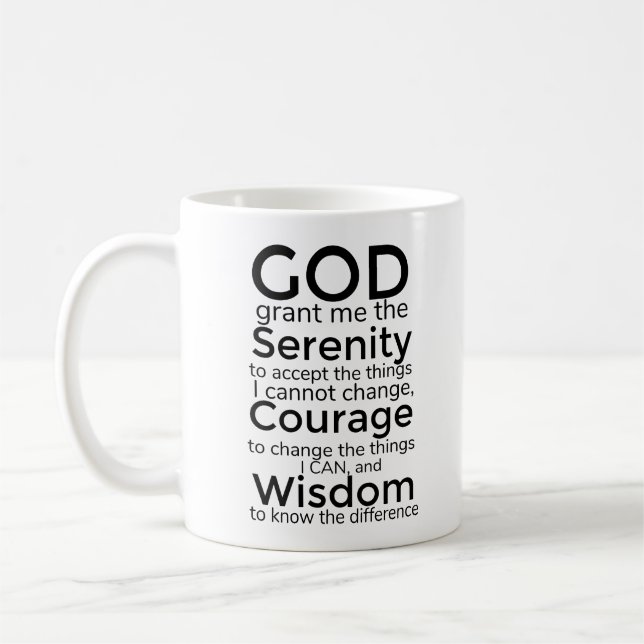 Serenity Prayer in black clean font Coffee Mug (Left)