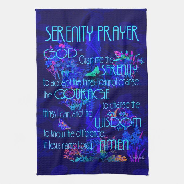 Serenity Prayer in Blue Kitchen Towel (Vertical)