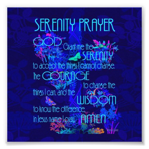 Serenity Prayer in Blue Photo Print