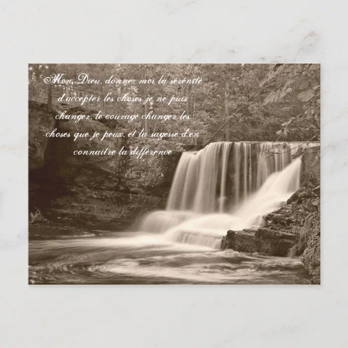 Serenity Prayer In French Waterfall Postcard Zazzle Com