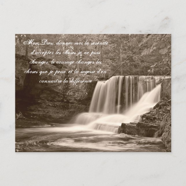 Serenity Prayer in French Waterfall Postcard (Front)