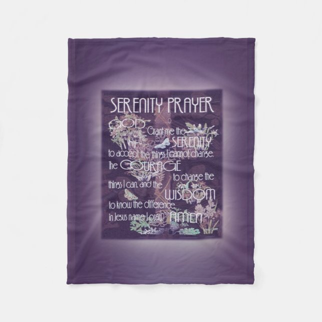 Serenity Prayer in Lavender Fleece Blanket (Front)