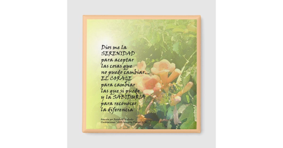 serenity prayer in spanish magnet zazzlecom