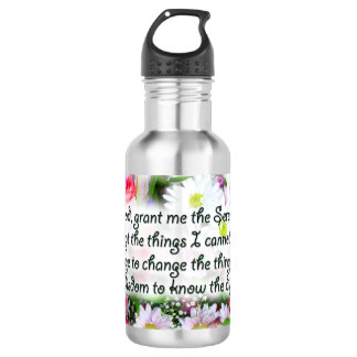 Serenity Prayer Inspiration Bouquet Design Stainless Steel Water Bottle