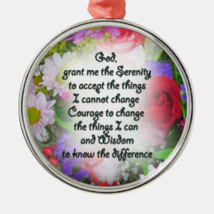 Serenity Prayer Inspiration in Bouquet Design Metal Ornament