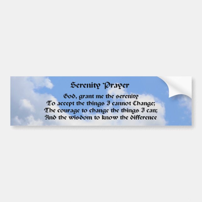 Serenity Prayer Inspirational Bumper Sticker #3 (Front)