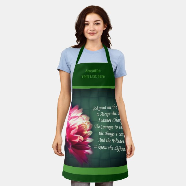 Serenity Prayer Inspirational Flower Personalized Apron (Worn)