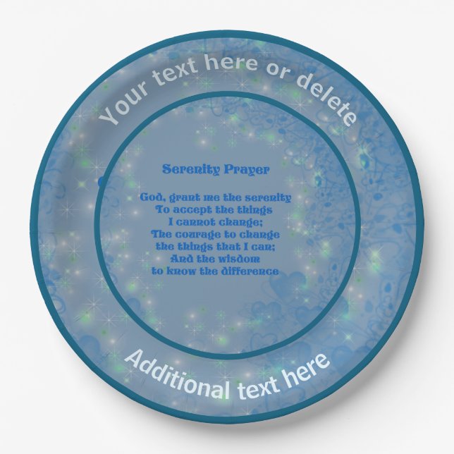 Serenity Prayer Inspirational Personalized Party  Paper Plates (Front)