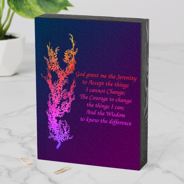 Serenity Prayer Inspirational Prayer Black  Wooden Box Sign (In Situ Vertical)