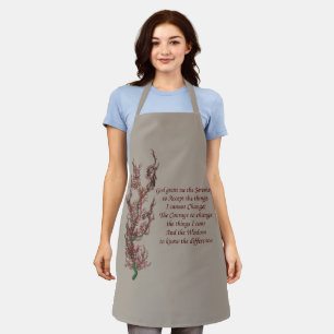 Serenity Prayer Inspirational Quote Floral Apron