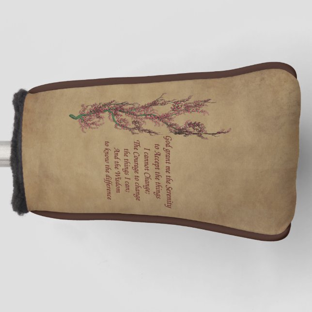 Serenity Prayer Inspirational Quote Floral   Golf Head Cover (Front)