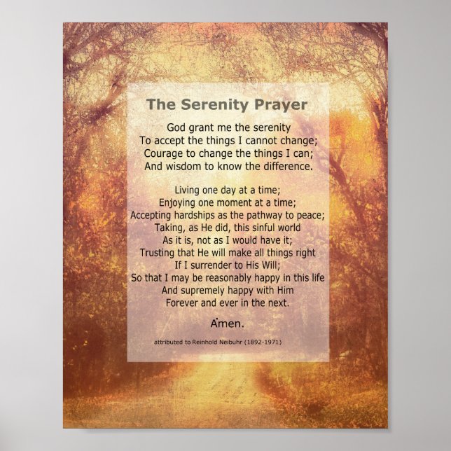 Serenity Prayer inspirational quote on nature art Poster (Front)