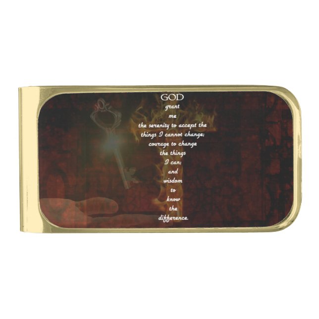 Serenity Prayer Inspirational Quote With Beautiful Gold Finish Money Clip (Front)