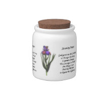 Serenity Prayer Iris Flower Inspirational Candy Jar