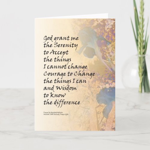 Serenity Prayer Irises Blue and Orange Card