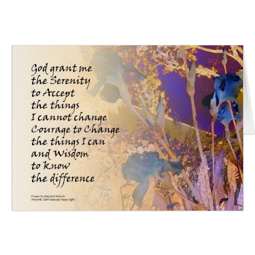 Serenity Prayer Irises Blue and Orange Cards