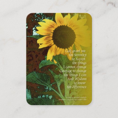 Serenity Prayer July Sunflower Business Card