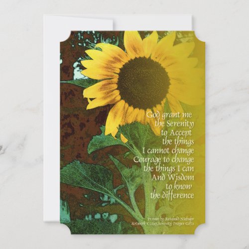 Serenity Prayer July Sunflower Invitation