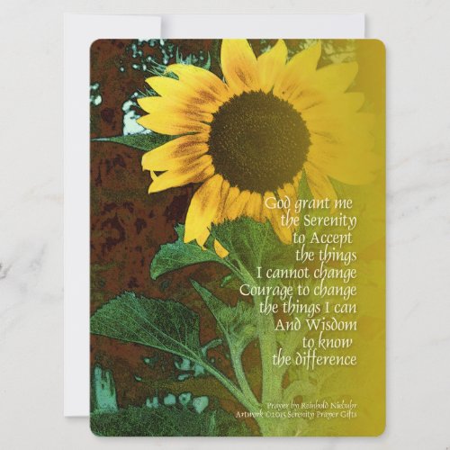 Serenity Prayer July Sunflower Invitation