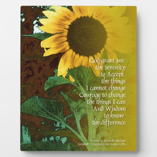 Serenity Prayer July Sunflower Plaque