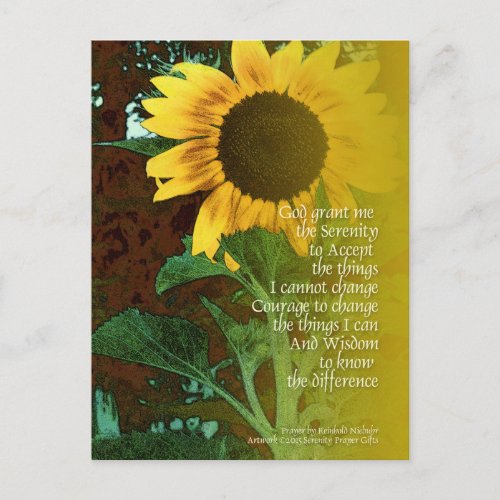 Serenity Prayer July Sunflower Postcard