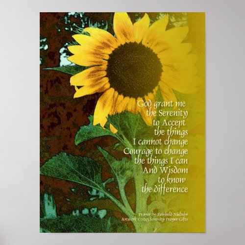 Serenity Prayer July Sunflower Poster