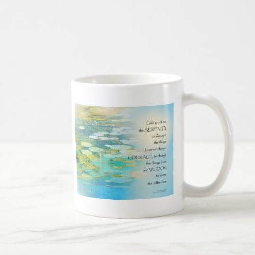 Serenity Prayer Koi Pond Blue Green Coffee Mug