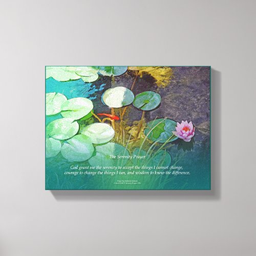 Serenity Prayer Koi Pond Lotus Canvas Print