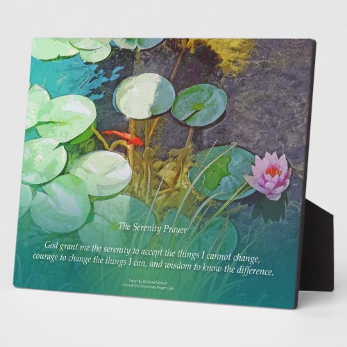 Serenity Prayer Koi Pond Lotus Plaque