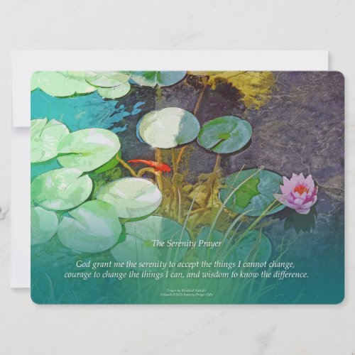 Serenity Prayer Koi Pond Water Lily Invitation