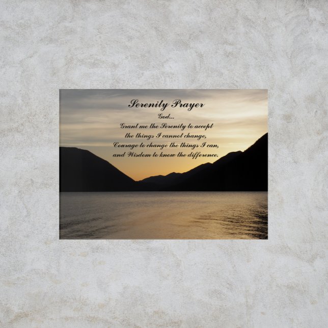 Serenity Prayer Lake Sunset Landscape Acrylic Print (In Situ)