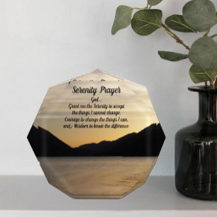 Serenity Prayer Lake Sunset Landscape Photo Block