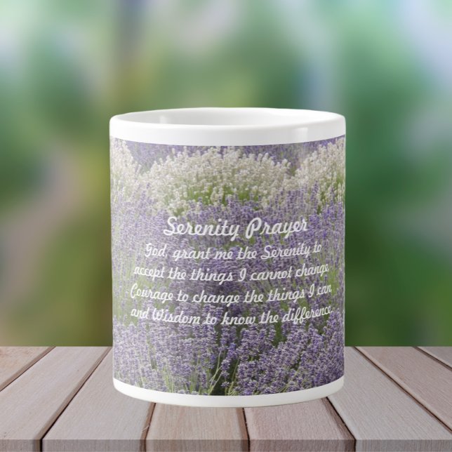 Serenity Prayer Lavender Garden Floral Giant Coffee Mug (In Situ)