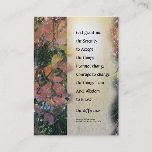 Serenity Prayer Leaves Panel Business Card