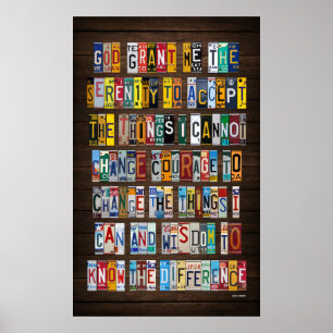 Serenity Prayer License Plate Art Poster
