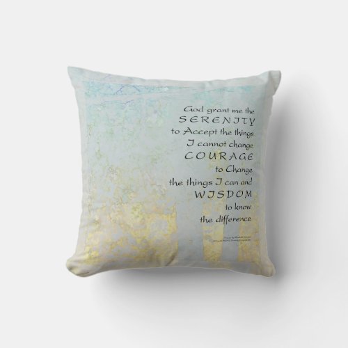 Serenity Prayer Light Blue Trees Throw Pillow