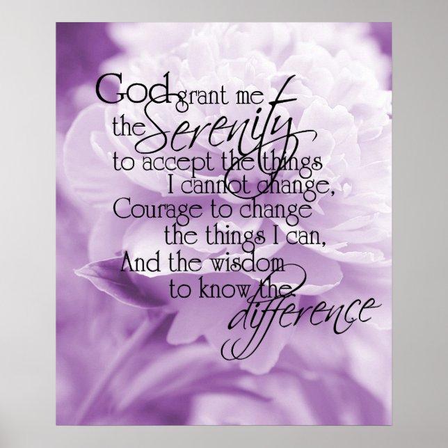 Serenity Prayer Light Purple Peony Poster (Front)