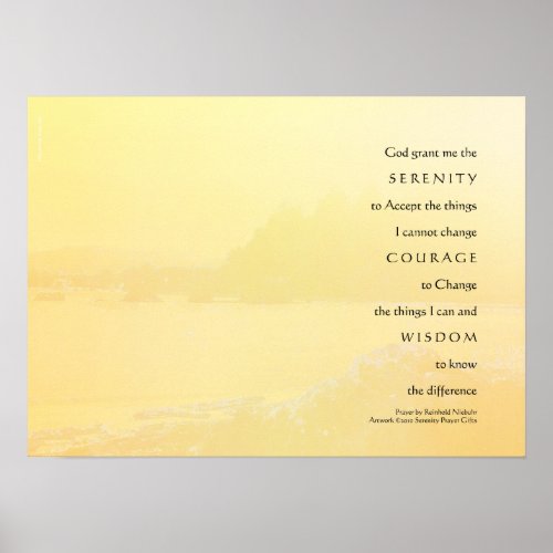 Serenity Prayer Light Yellow Gold Shore Print