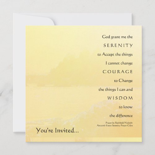 Serenity Prayer Light Yellow Shore Invitation