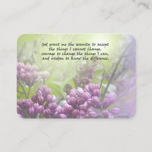 Serenity Prayer Lilac Buds Business Card