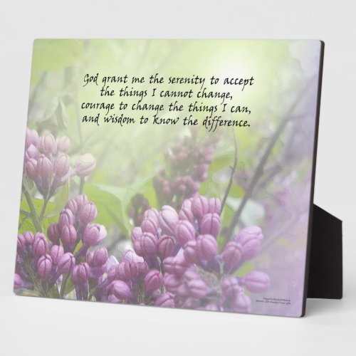 Serenity Prayer Lilac Buds Plaque