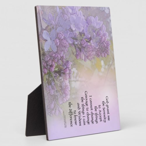 Serenity Prayer Lilacs Plaque