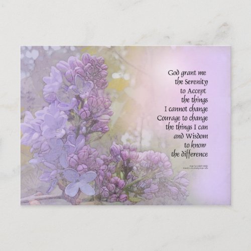 Serenity Prayer Lilacs Postcard