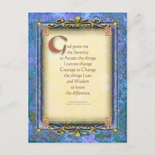 Serenity Prayer Manuscript Illuminated 3 Postcard