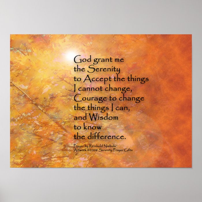 Serenity Prayer Maple Leaves Poster