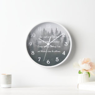 Serenity Prayer Misty Forest Clock