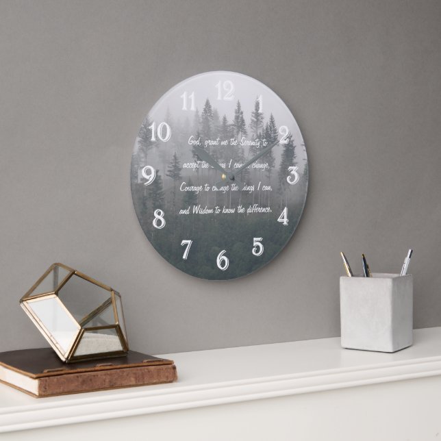 Serenity Prayer Misty Forest Large Clock (Office)