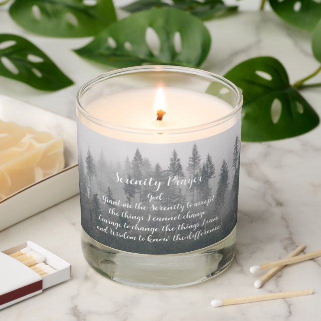 Serenity Prayer Misty Forest Scented Candle (Lit)